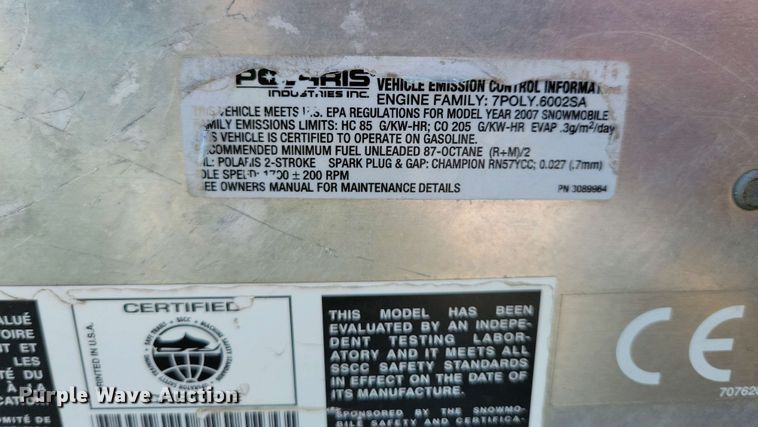 image for item NV9830 2007 Polaris Switchback snowmobile