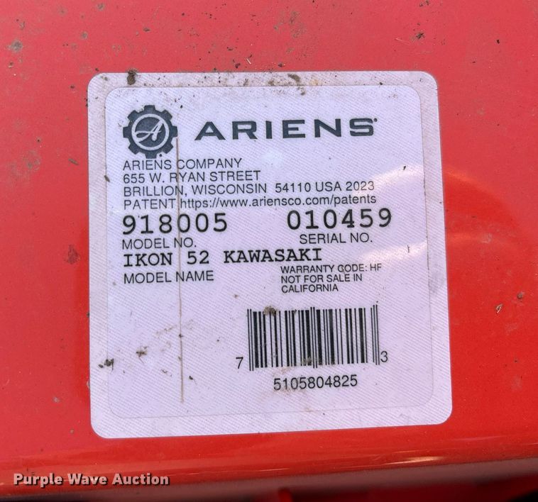 image for item OB9647 2023 Ariens Ikon 52 ZTR lawn mower