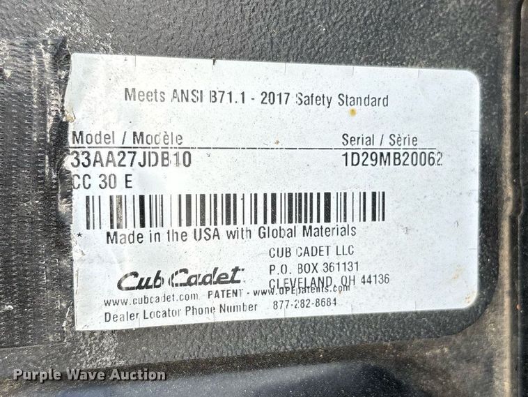 image for item OB9698 2021 Cub Cadet CC30E lawn mower