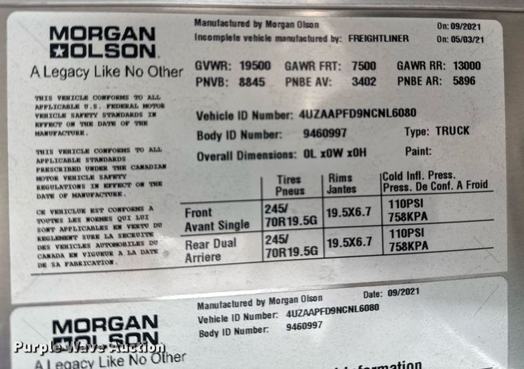 image for item YA0025 2022 Freightliner MT45 delivery truck