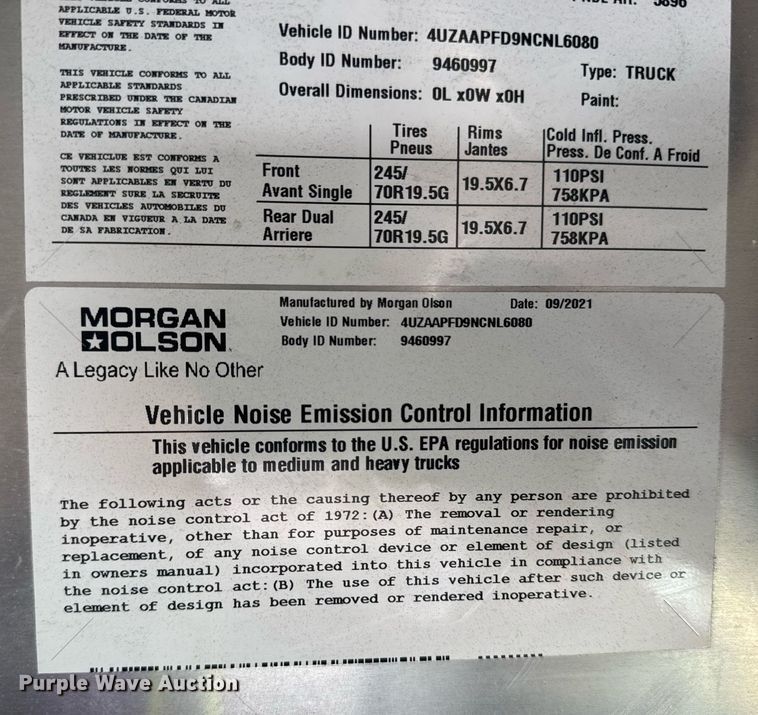 image for item YA0025 2022 Freightliner MT45 delivery truck