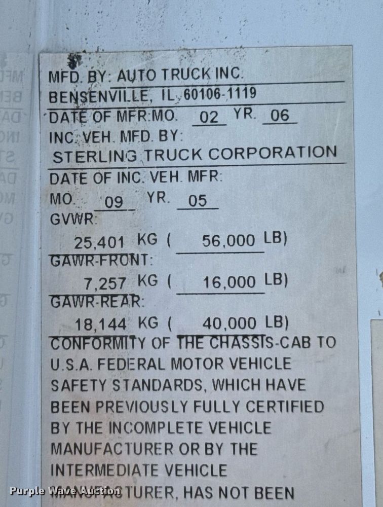 image for item DO0732 2006 Sterling L-Line dump truck