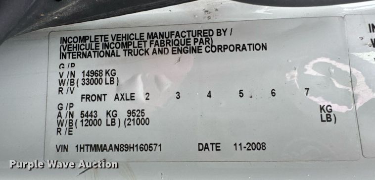 image for item DO0798 2009 International DuraStar 4300 utility / service truck