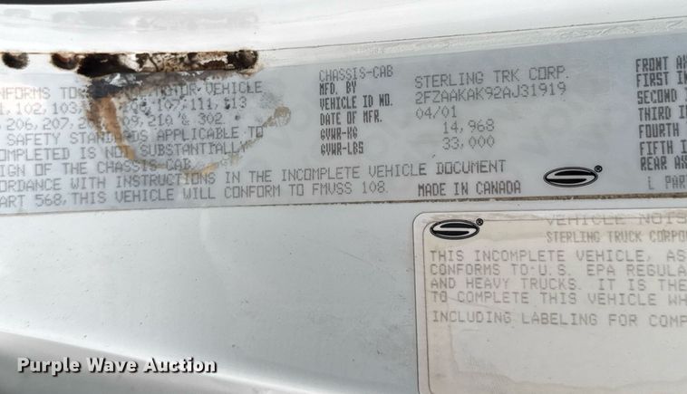 image for item DO0802 2002 Sterling Acterra utility / service truck