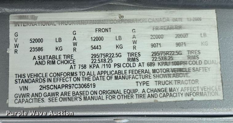 image for item DO0878 2007 International 9400i SBA flatbed truck with mud mixing system
