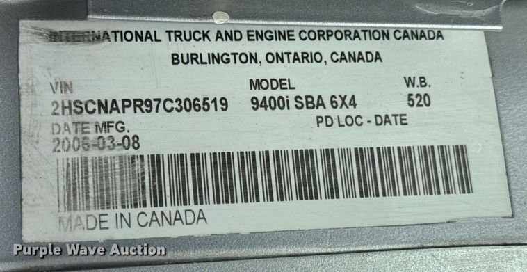 image for item DO0878 2007 International 9400i SBA flatbed truck with mud mixing system