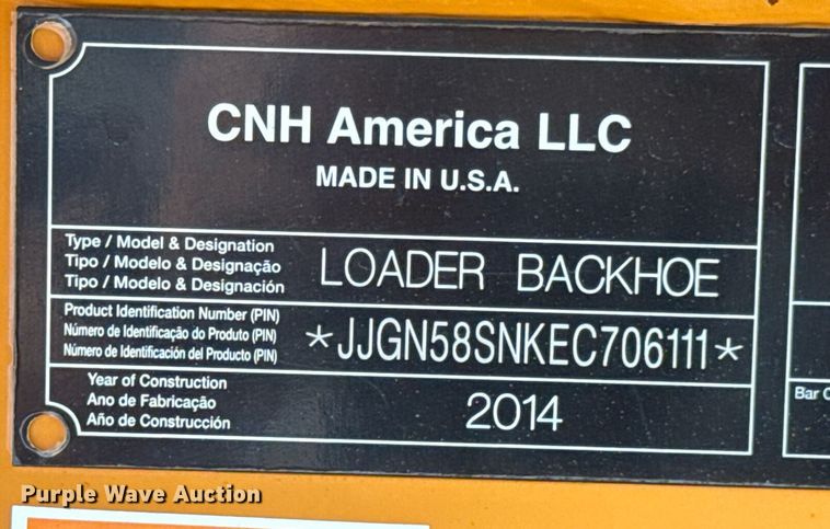 image for item DO0879 2014 Case 580 Super N backhoe