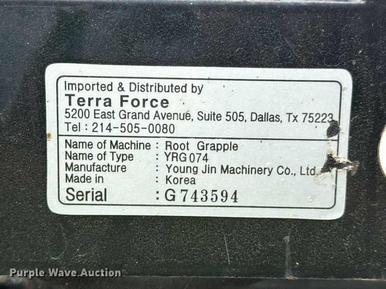 image for item DO0925 Terra Force YRG074 skid steer grapple bucket