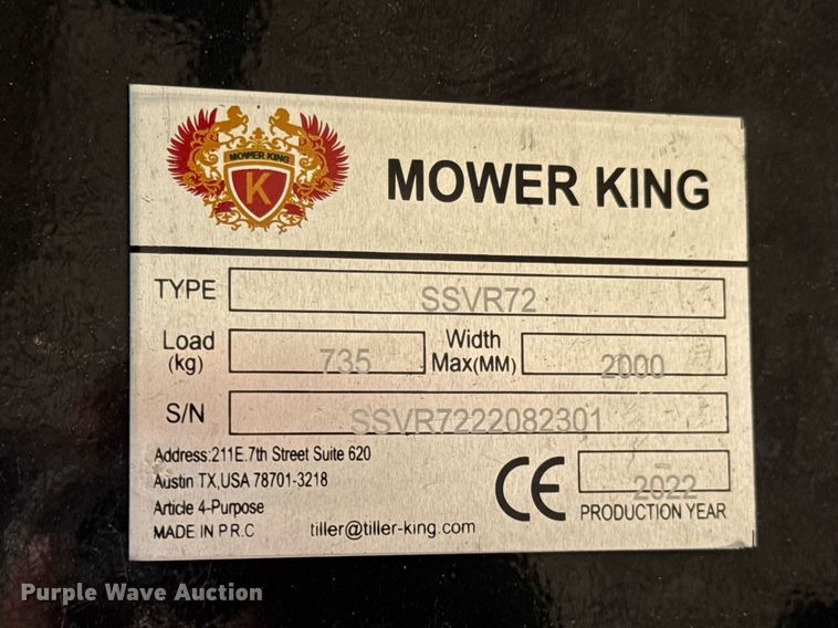 image for item DO0932 2022 Mower King SSVR72 skid steer vibratory roller