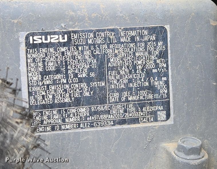 image for item DP6342 2016 Case CX80C mini excavator