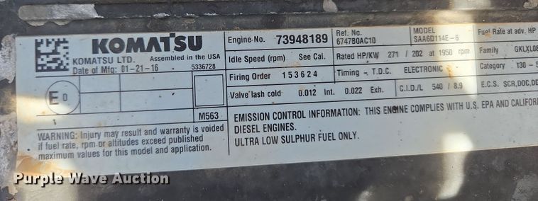 image for item DP6352 2017 Komatsu PC360LC-11 excavator