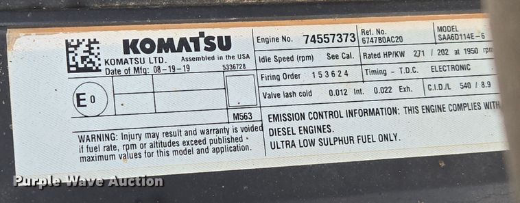 image for item DP6359 2020 Komatsu PC360LC-11 excavator