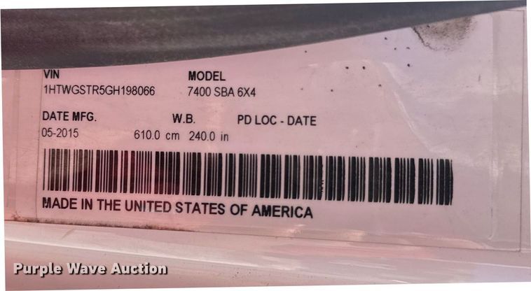 image for item DQ6670 2016 International 7400 sewer rodder truck