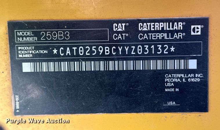 image for item DS3677 2012 Caterpillar 259B3 tracked skid steer loader