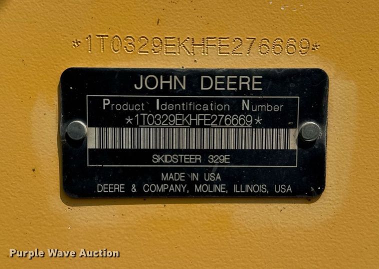 image for item DS3678 2015 John Deere 329E tracked skid steer loader
