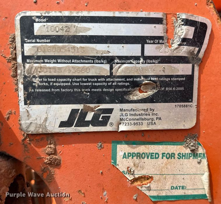 image for item DS3680 2013 JLG 10042 telehandler