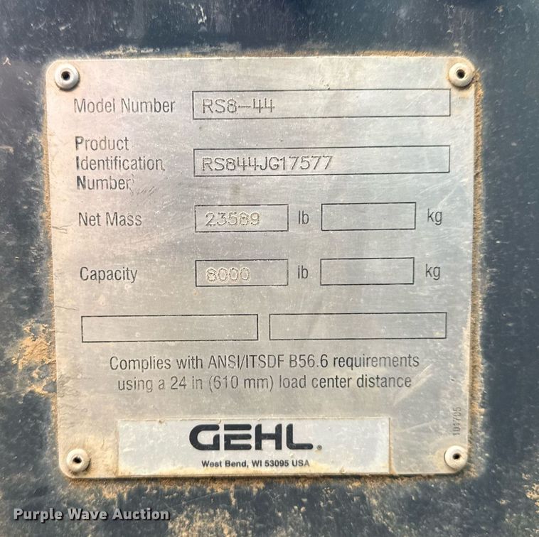 image for item DS3686 2015 Gehl RS8-44 telehandler