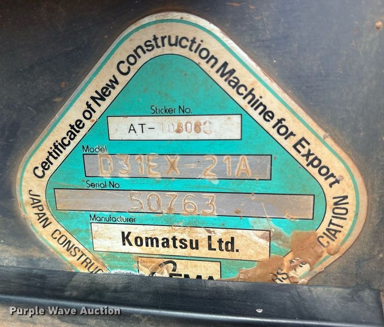 image for item DS3687 2007 Komatsu D31EX-21A dozer