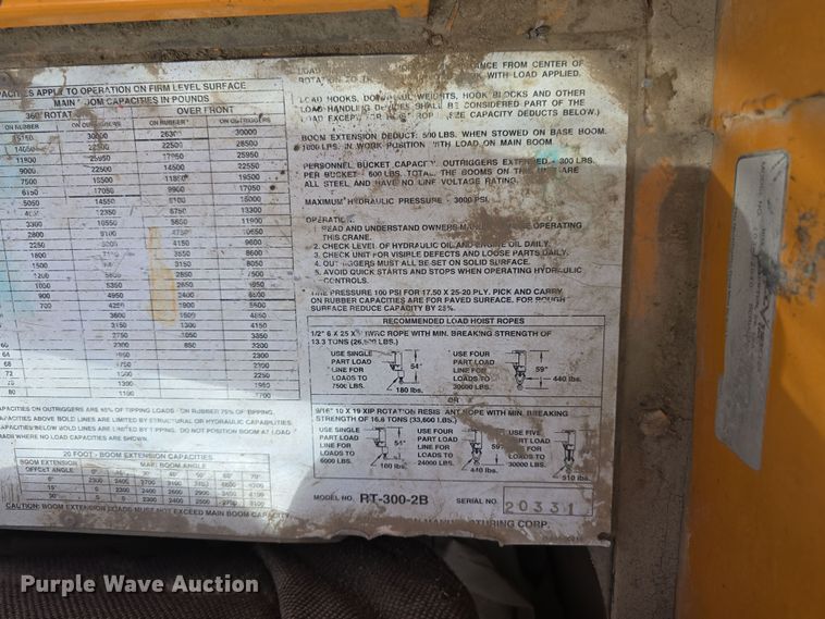 image for item DT6809 1999 Broderson RT-300-2B crane