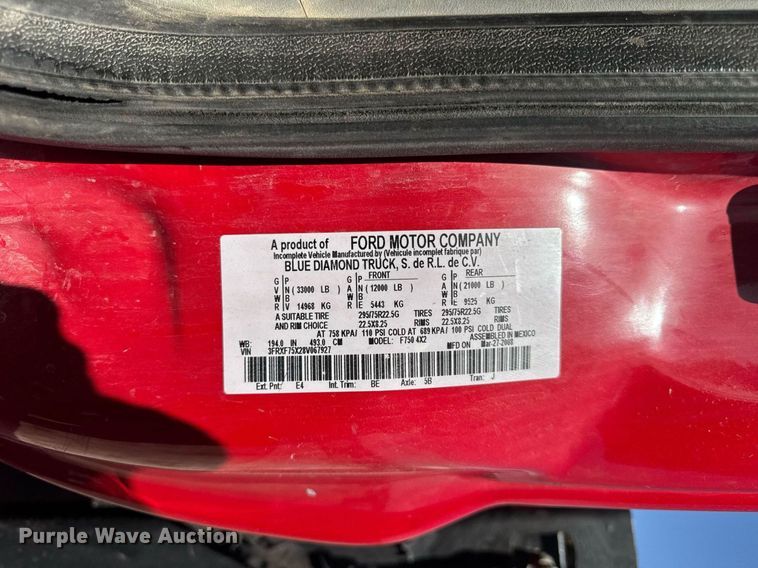 image for item DU3449 2008 Ford F750 Super Duty XLT utility / service truck