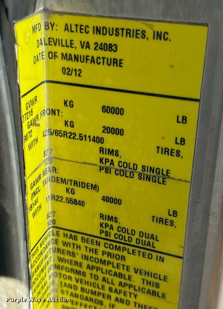 image for item DV1926 2012 Kenworth digger derrick truck