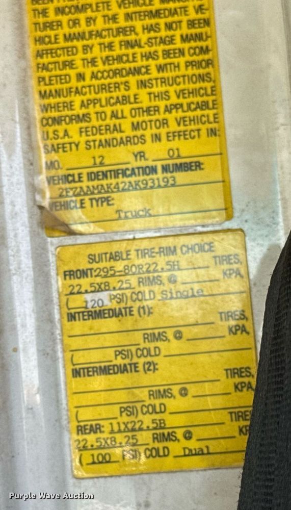 image for item DV1927 2002 Sterling Acterra dump flatbed truck