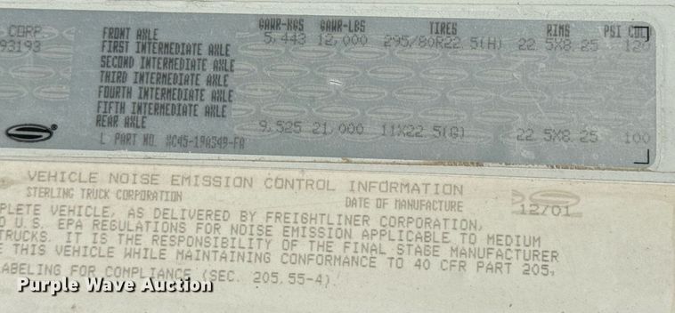 image for item DV1927 2002 Sterling Acterra dump flatbed truck