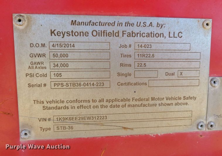 image for item EA2436 2014 Keystone Oilfield Fabrication STB-36 sand conveyor