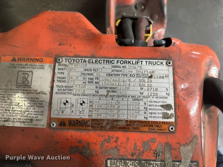 image for item EB2493 Toyota 7FBEU20 forklift