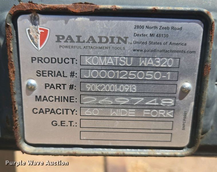 image for item EC0962 Paladin wheel loader forks