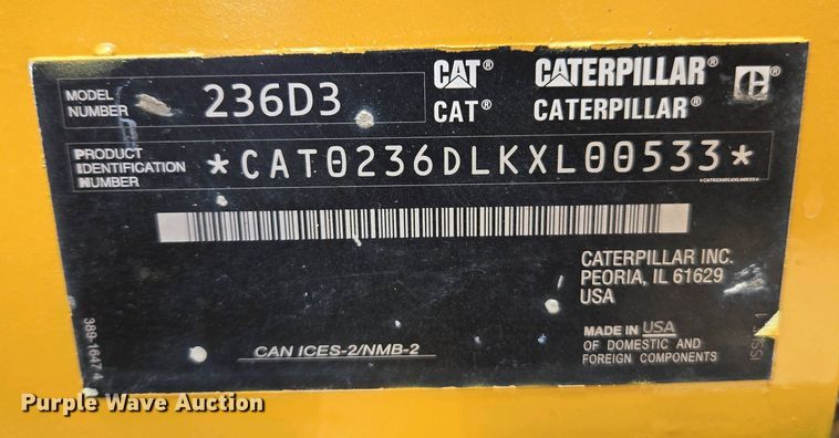 image for item EC0976 2019 Caterpillar 236D3 skid steer loader