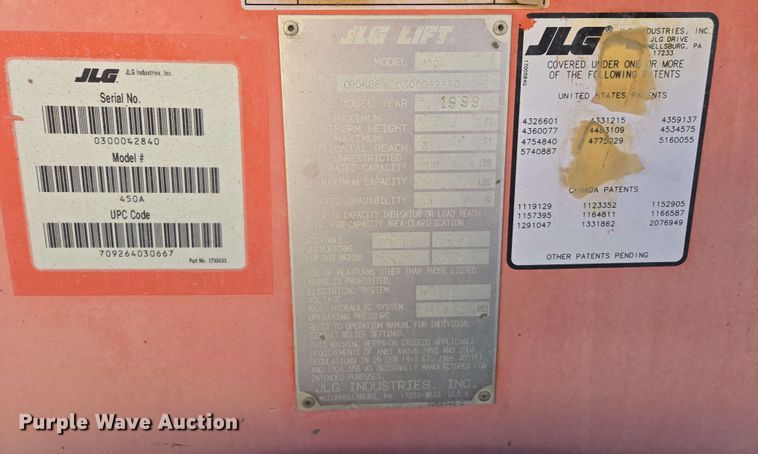 image for item EC0982 1999 JLG 450A boom lift