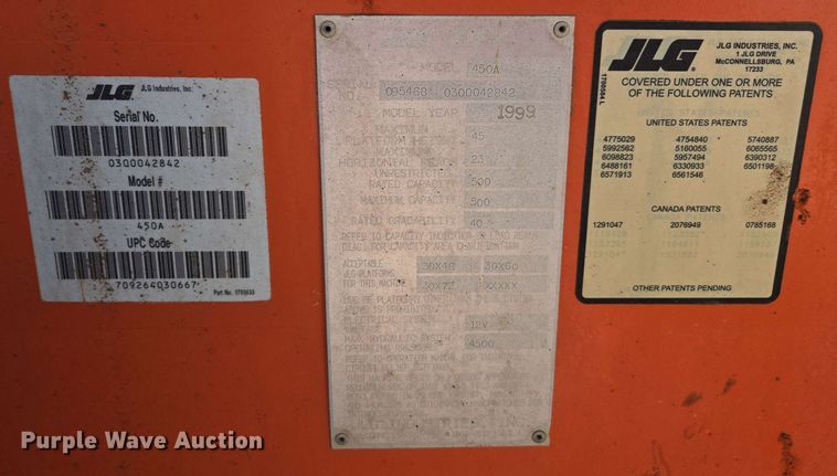 image for item EC0987 1999 JLG 450A boom lift