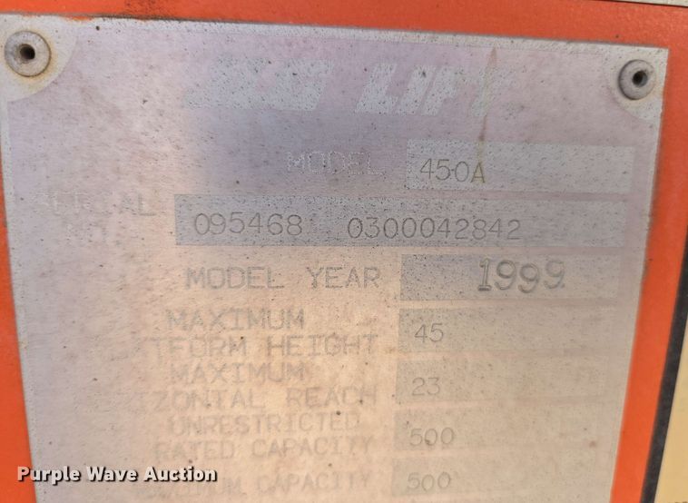 image for item EC0987 1999 JLG 450A boom lift