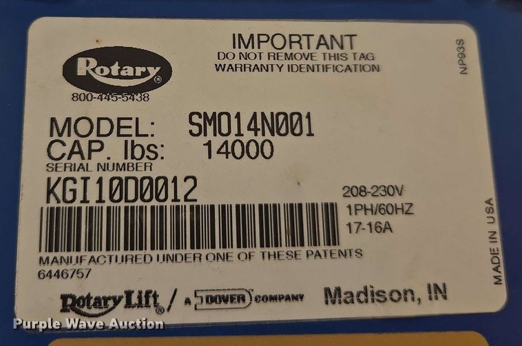 image for item EC1012 Rotary Lift SM014N001 four post automotive lift