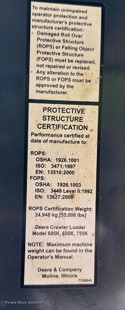 image for item EC3570 2018 John Deere 755K track loader