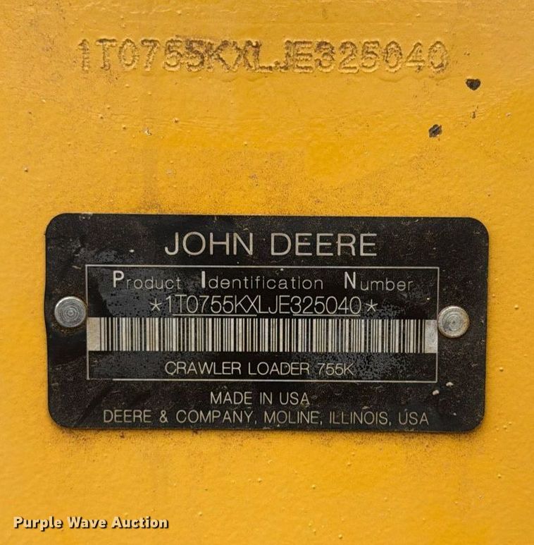 image for item EC3570 2018 John Deere 755K track loader