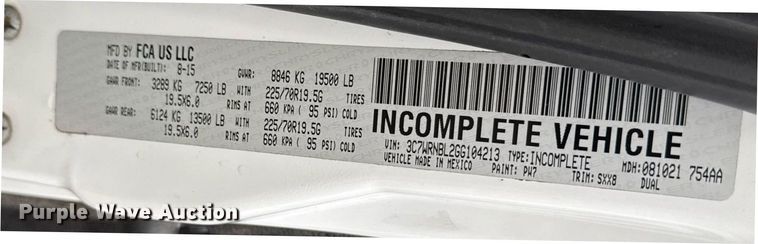 image for item ED4208 2016 Dodge Ram 5500 utility / service truck