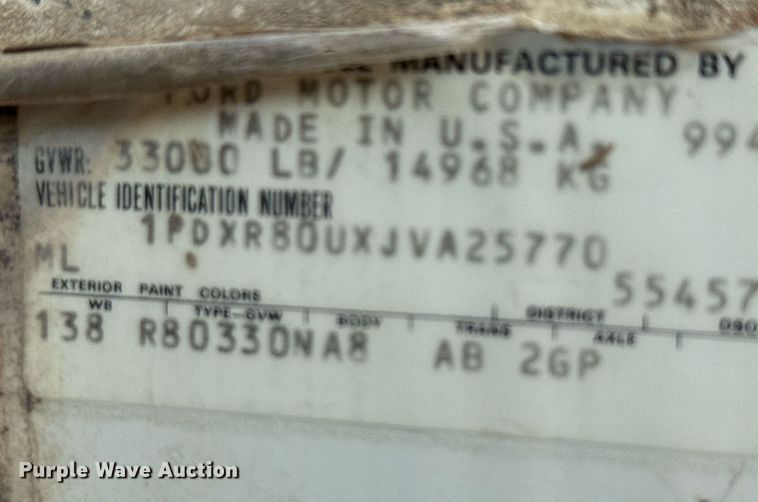 image for item ED5592 1988 Ford L8000 water truck