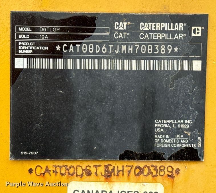 image for item ED5595 2017 Caterpillar D6T LGP dozer