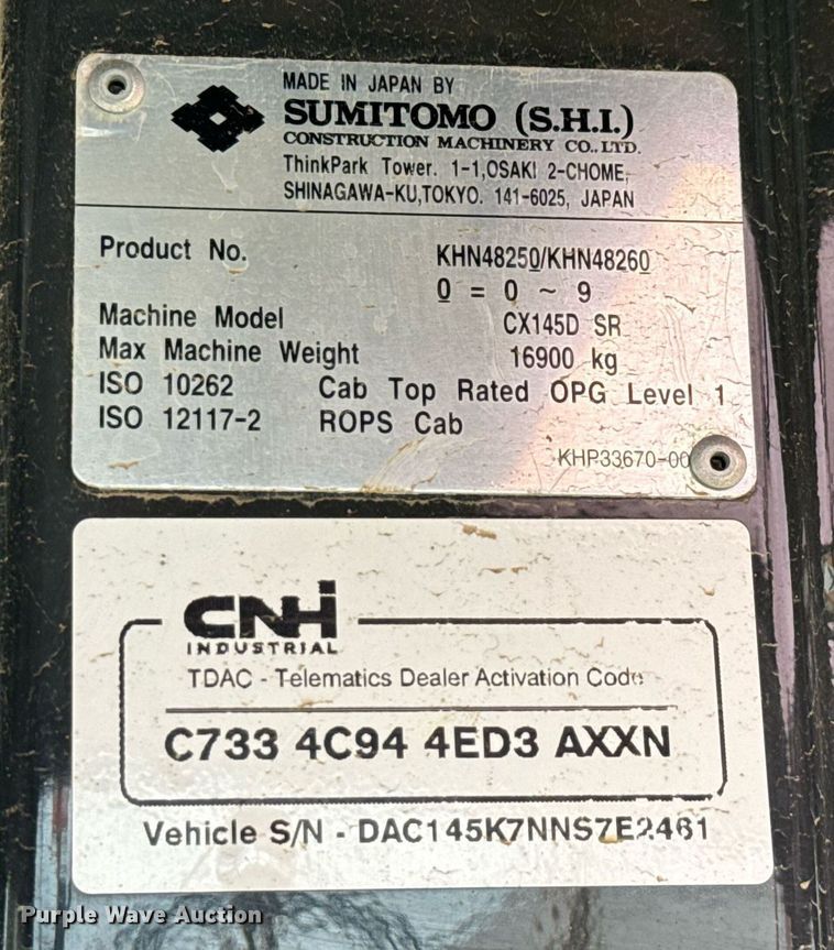 image for item ED5596 2022 Case CX145D SR excavator