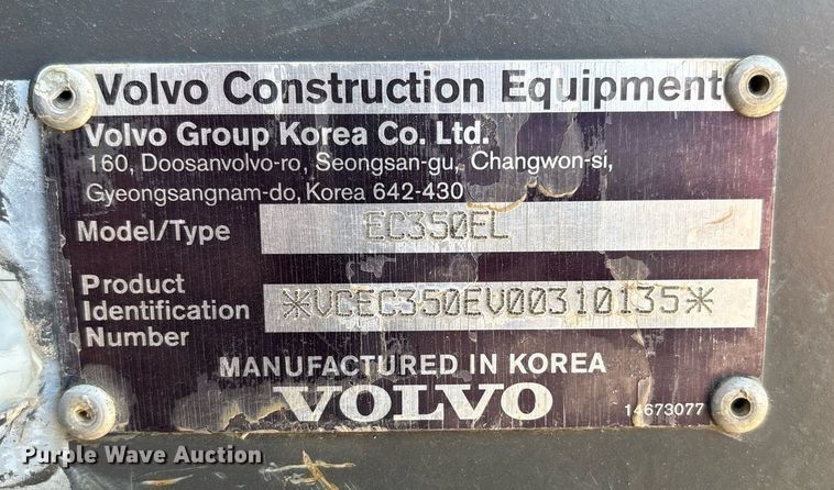 image for item EF3006 2015 Volvo EC350EL excavator