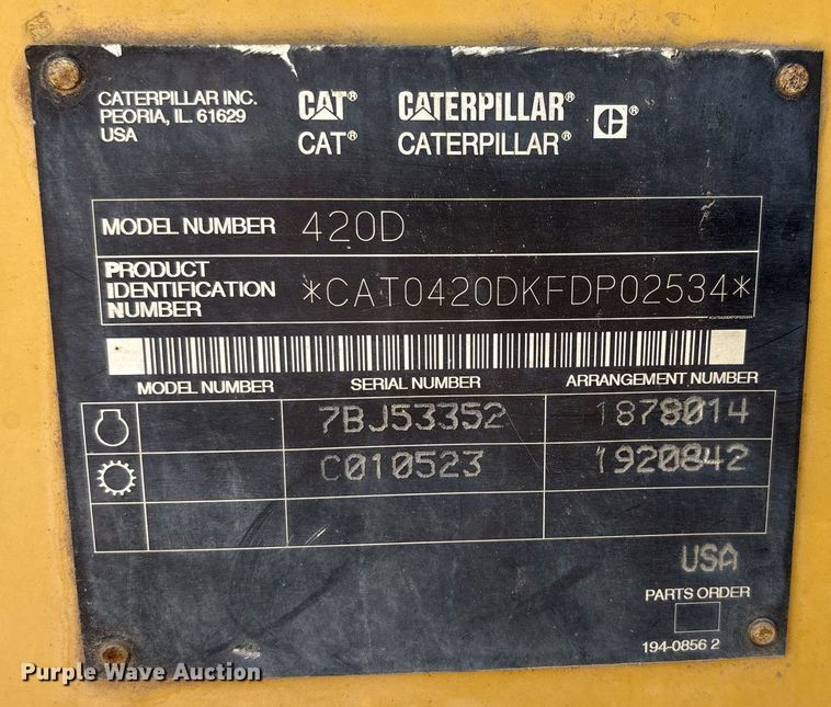 image for item EF3050 2001 Caterpillar 420D backhoe