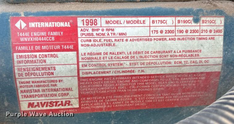 image for item EF3055 1999 International 4700 dump truck