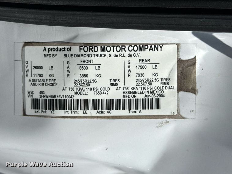 image for item EG5740 2005 Ford F650 Super Duty utility / service truck