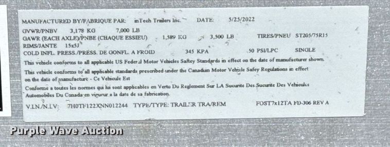 image for item EG5741 2022 InTech Trailers fiber optic splicing trailer