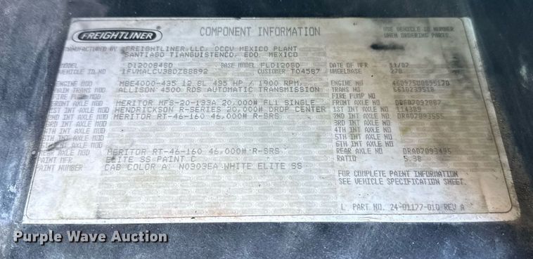 image for item EG5755 2008 Freightliner FLD120 dump truck