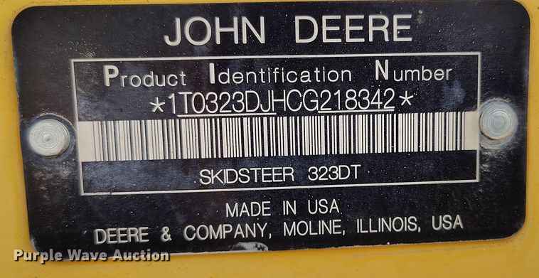 image for item EH0235 2012 John Deere 323D tracked skid steer loader