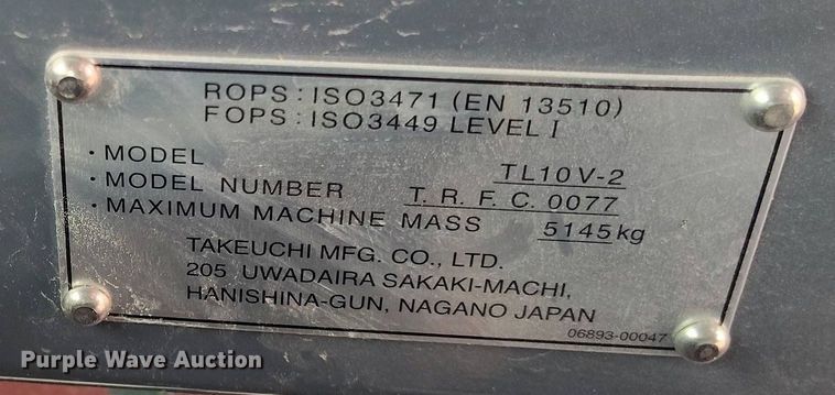image for item EH0283 2023 Takeuchi TL10V-2 tracked skid steer loader