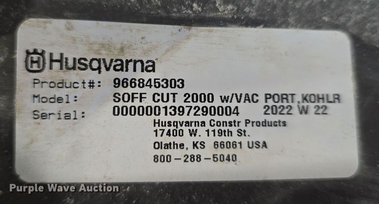 image for item EH8893 2022 Husqvarna Soff-Cut 2000 concrete saw